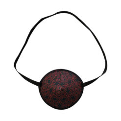Fabric eye patch for adults - Black with red pattern. Called Lattice.