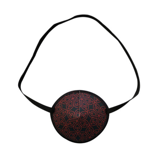 Fabric eye patch for adults - Black with red pattern. Called Lattice.