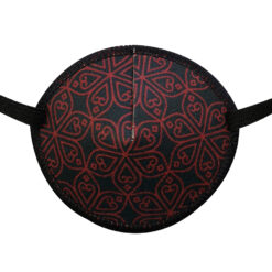 Fabric eye patch for adults - Black with red pattern. Called Lattice.