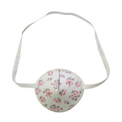 Fabric eye patch for adults - White with small pink roses on. It's called Rosen garden.