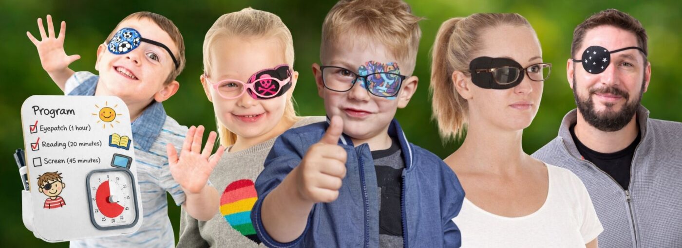 Top banner Vision4Kids. Eye patches for children and adults.